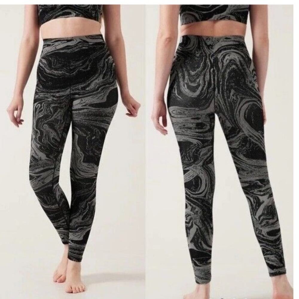 Athleta Aurora Shine Tight Legging Black Silver Sparkle Size‎ S